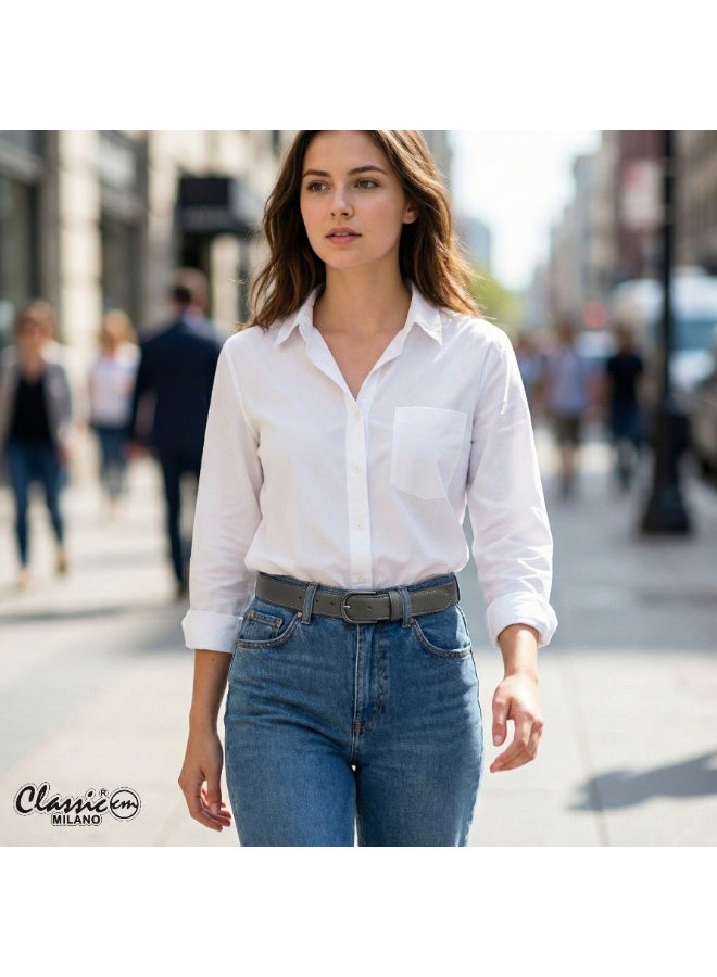 Classic Milano Women's Belt with Gift Box | Faux Leather Ladies Belt for Dresses, Jeans & Gowns | Stylish Womens Belt | Adjustable Girls Belt | Belt for Women with Elegant Buckle - Image 3